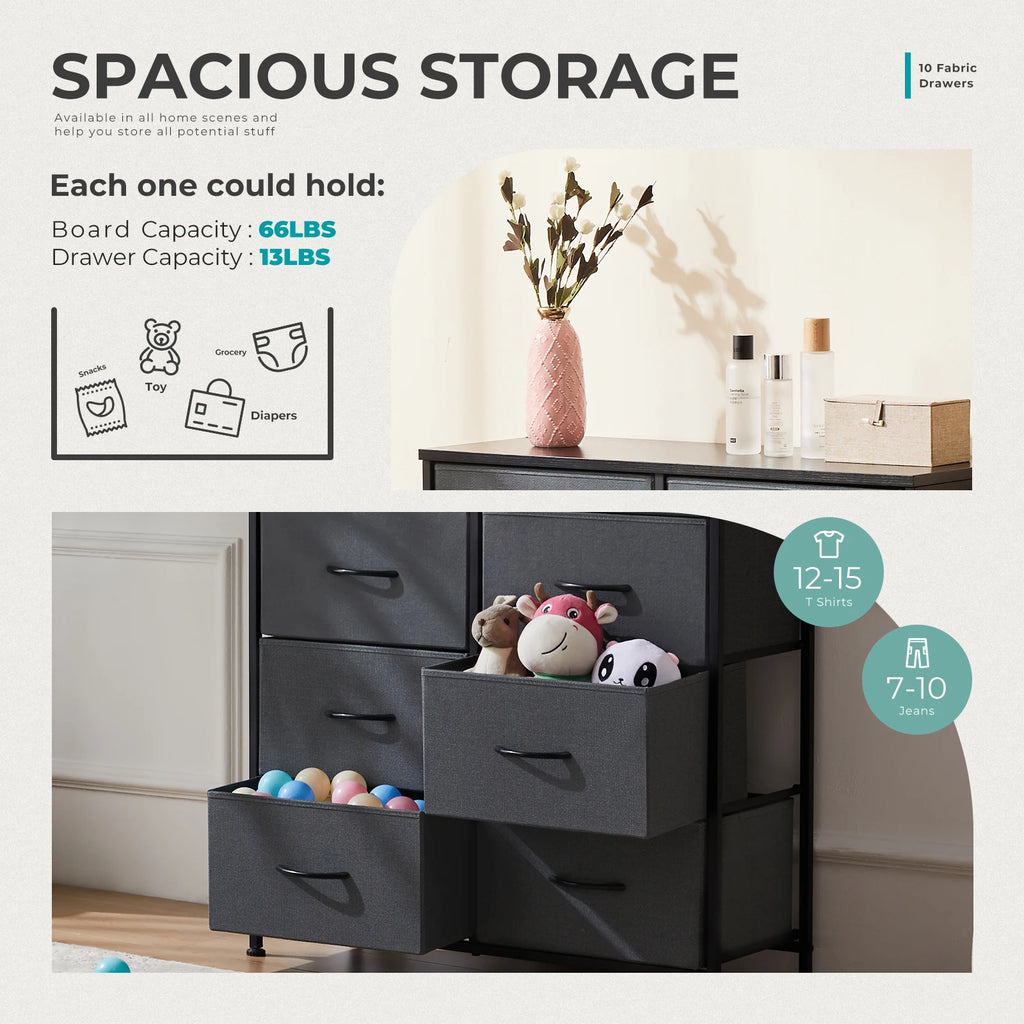 Storage Display Cabinet w/10 Fabric Drawers