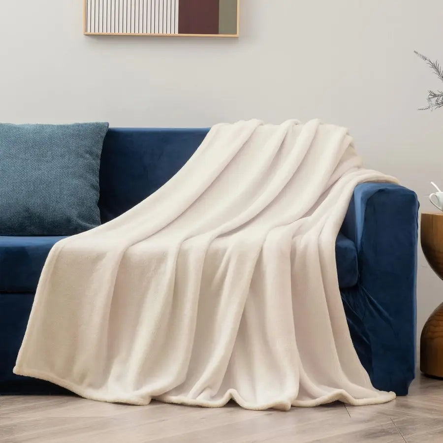 Fleece Throw Blanket -King Size White