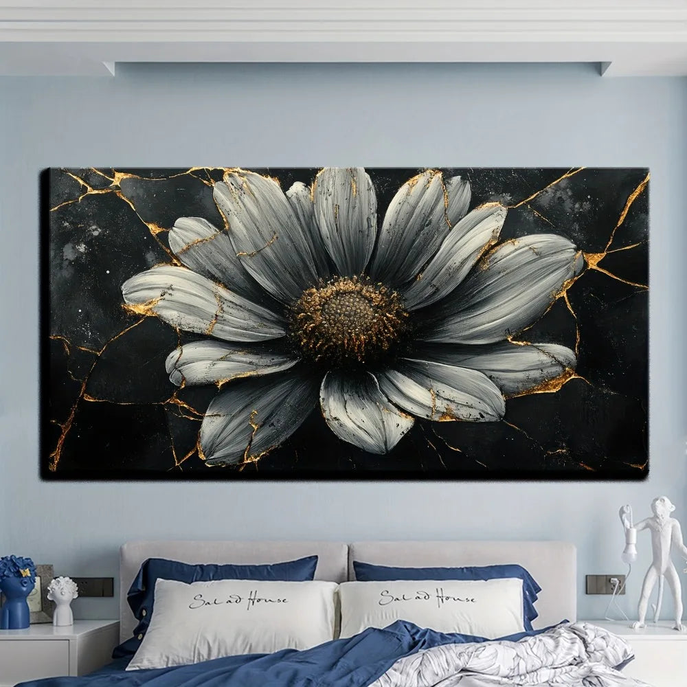 Gold & White Abstract Plant Wall Art