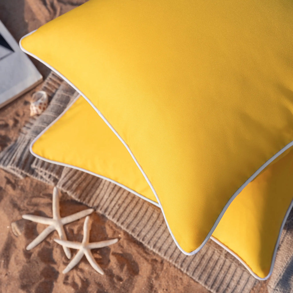 Yellow Waterproof Throw Pillows -18" x 18", 2 Pack
