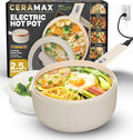 Electric Hot Pot wi/Lid & Steamer, Ceramic Cooker