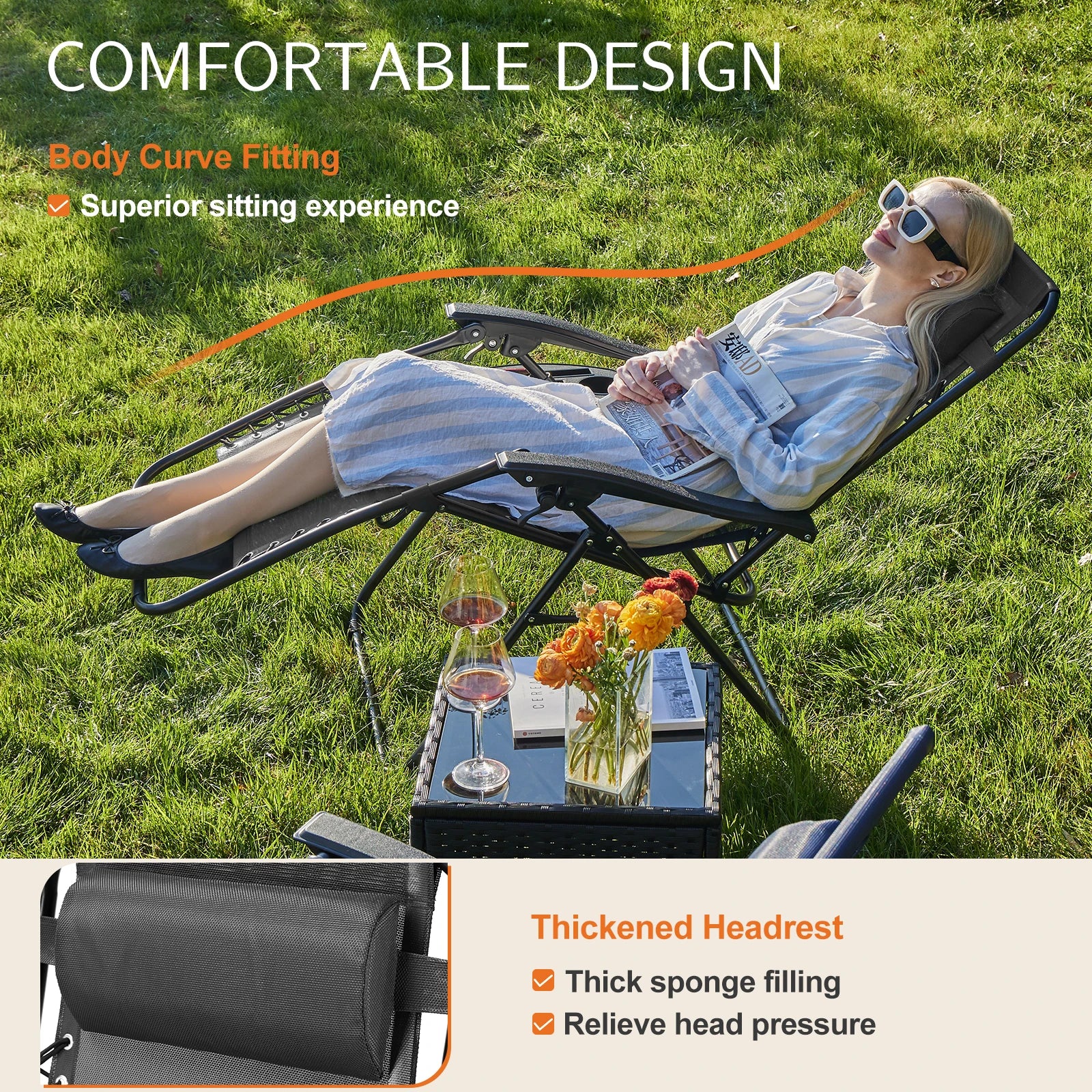 Zero Gravity Portable Recliners -Set of 2