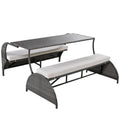 Rattan Convertible Picnic Upholstered Bench/Table