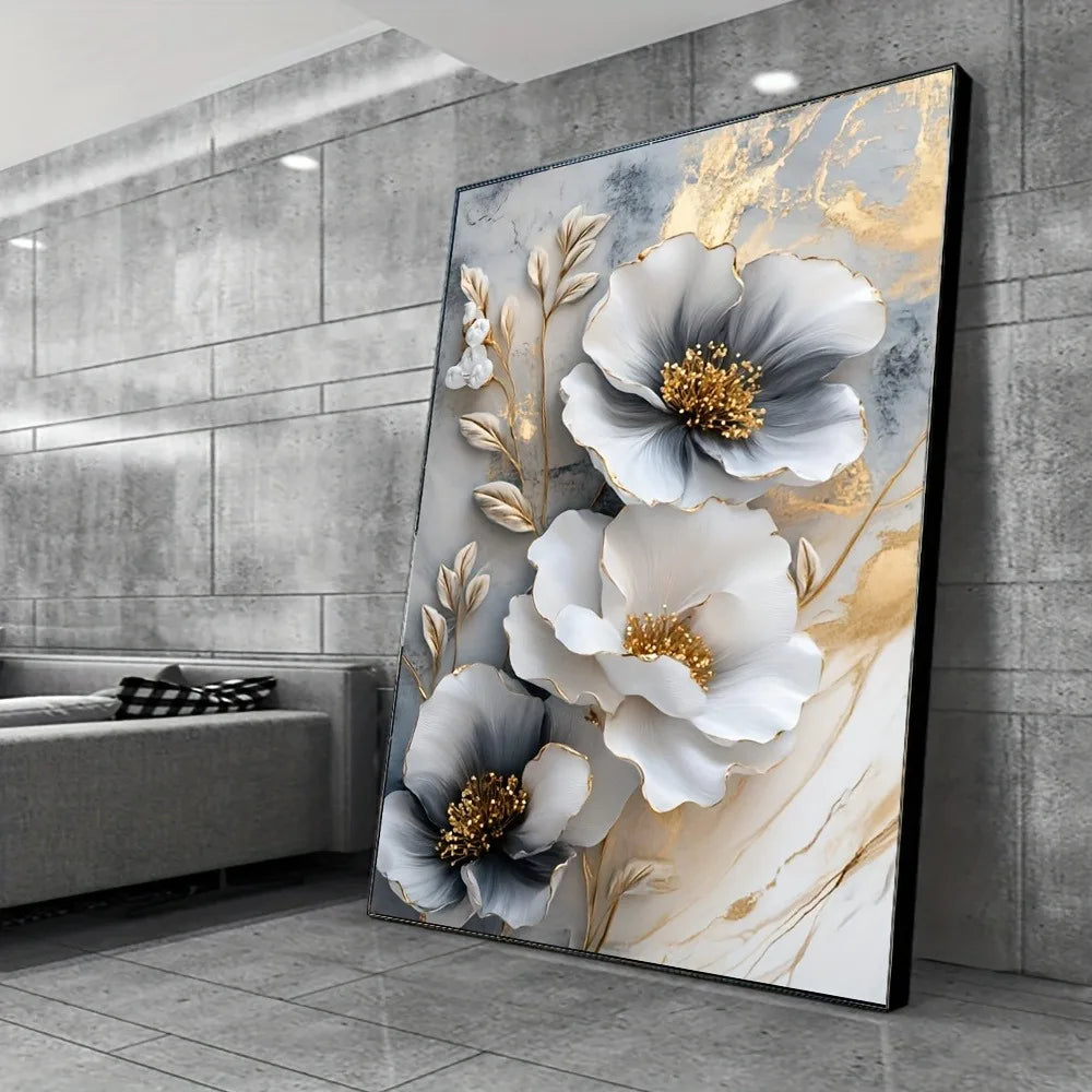 Framed Modern Luxury Floral Canvas Mural