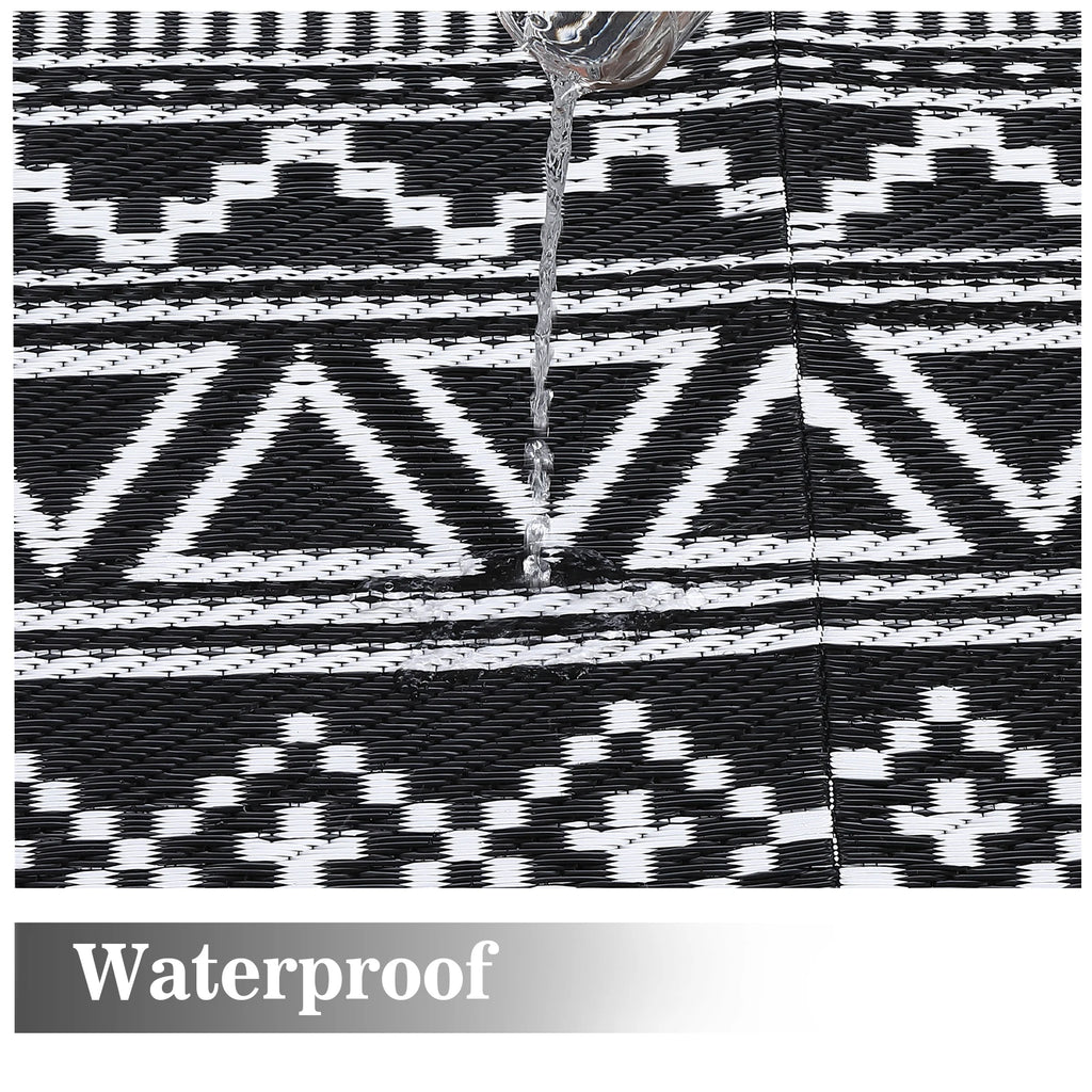 Boho Reversible Plastic Straw Area Rug