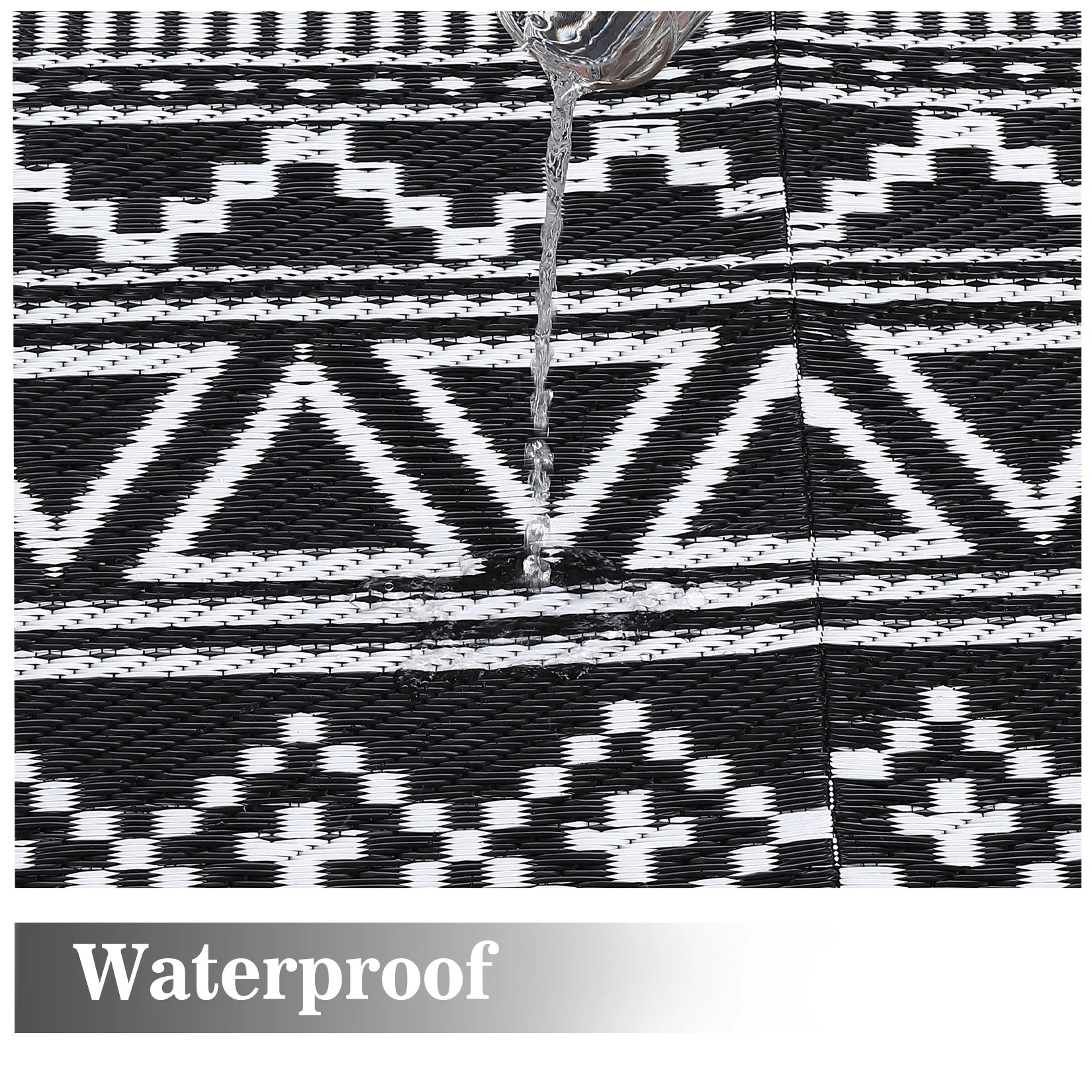 Boho Reversible Plastic Straw Area Rug