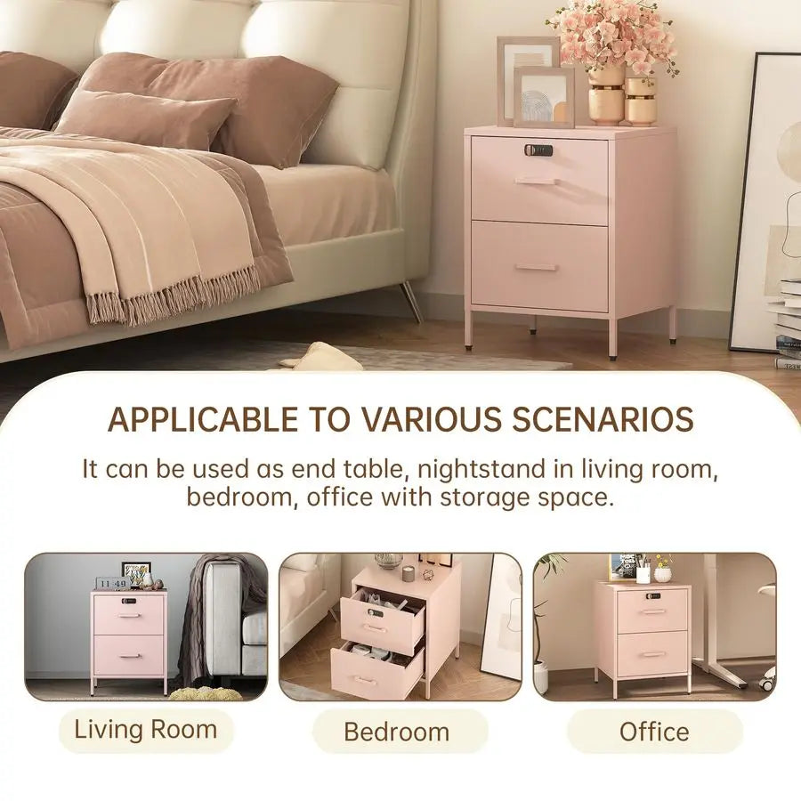 Metal Side Table/ Lockable Storage Cabinet