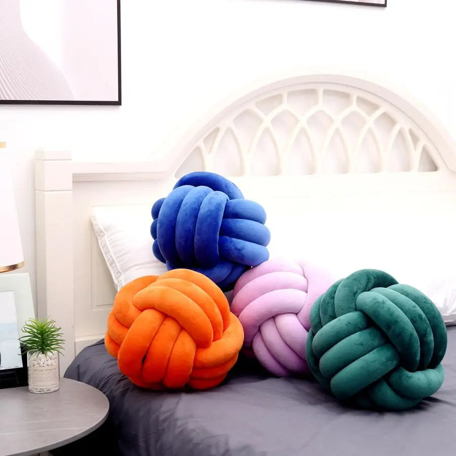 Round Ball Knot Throw Pillow White 13inch