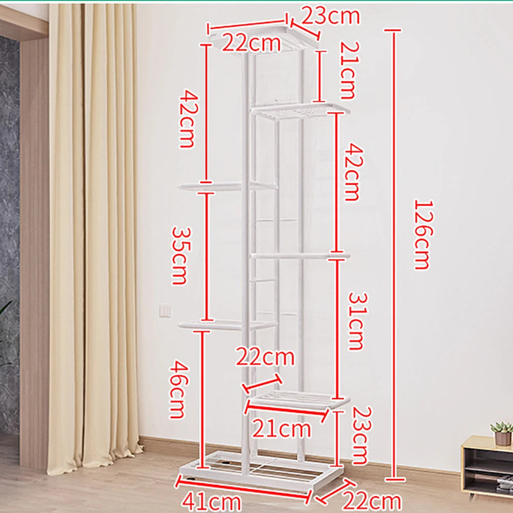 Grey 7-Tier Metal Plant Stand