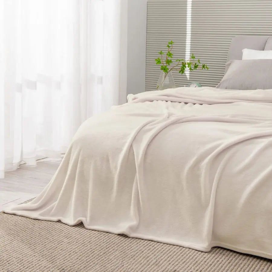 Fleece Throw Blanket -King Size White