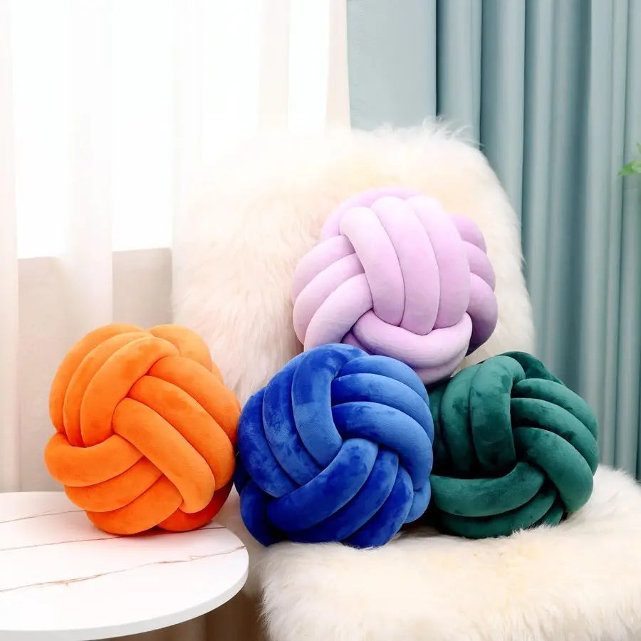 Round Ball Knot Throw Pillow White 13inch