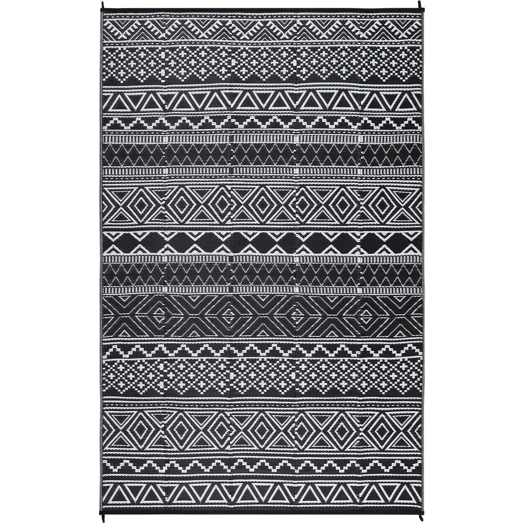 Boho Reversible Plastic Straw Area Rug