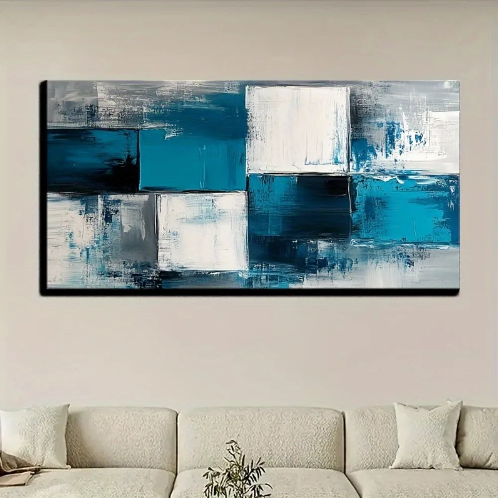 Blue & White Abstract  Wall Art