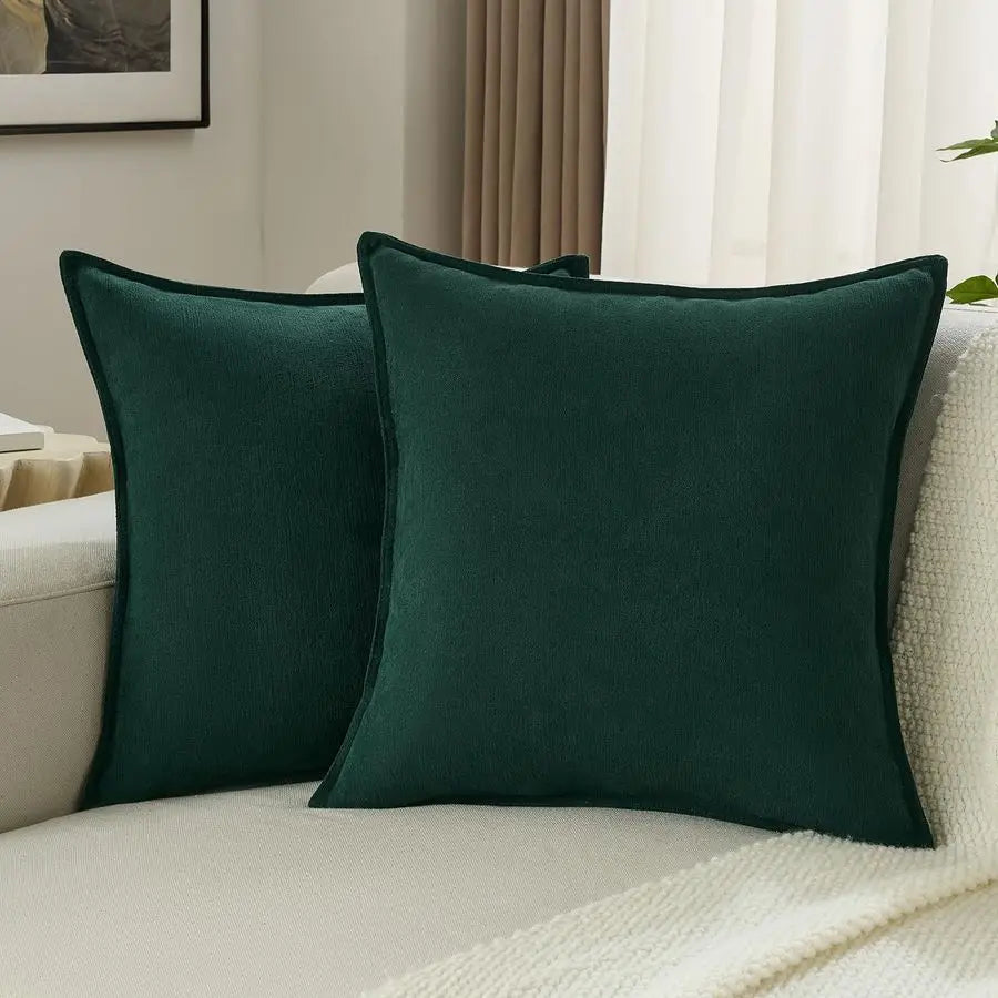 Chenille Throw Pillow Covers Set of 2 22x22 Inch