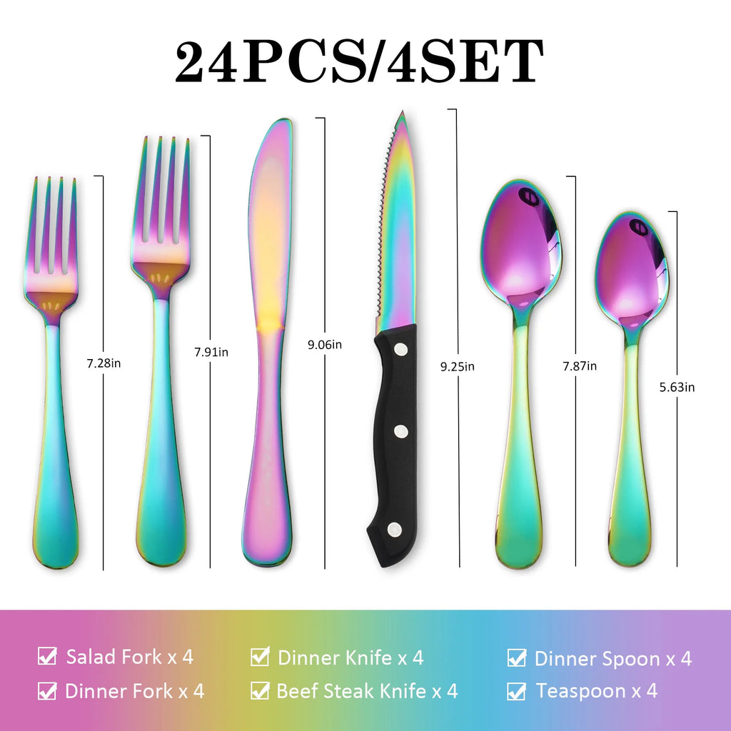 Rainbow  Silverware Set - 24 pcs
