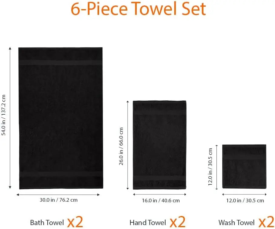Cotton Oversized Bathroom Towel 6 pc Sets