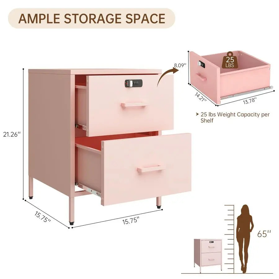 Metal Side Table/ Lockable Storage Cabinet