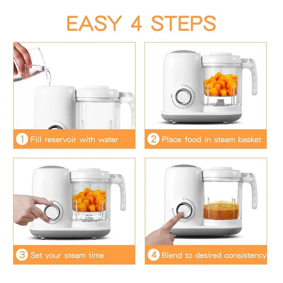 Food Maker - 4 in 1 Processor, Steamer,, Blender, Puree