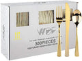 Disposable Gold Plastic Silverware -300 pcs