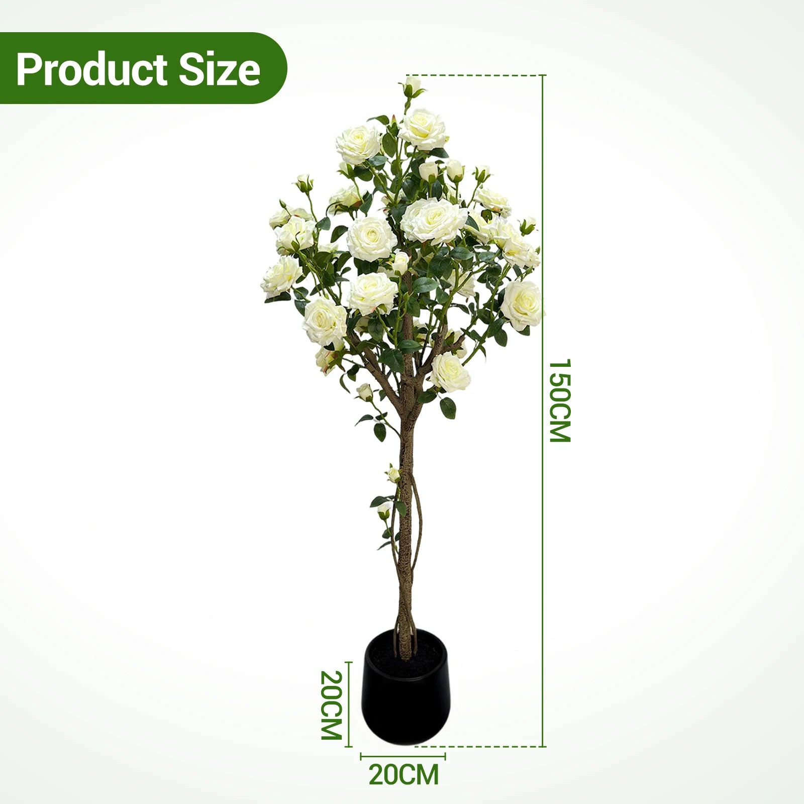 Artificial White Rose Flowering Tree