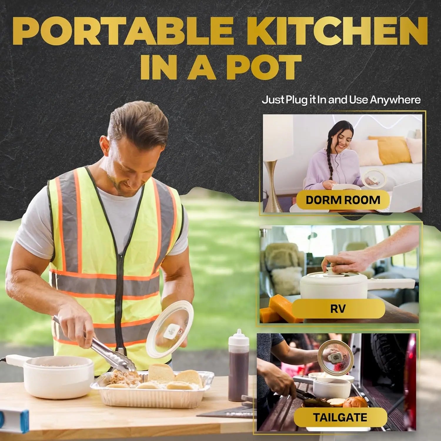 Electric Hot Pot wi/Lid & Steamer, Ceramic Cooker