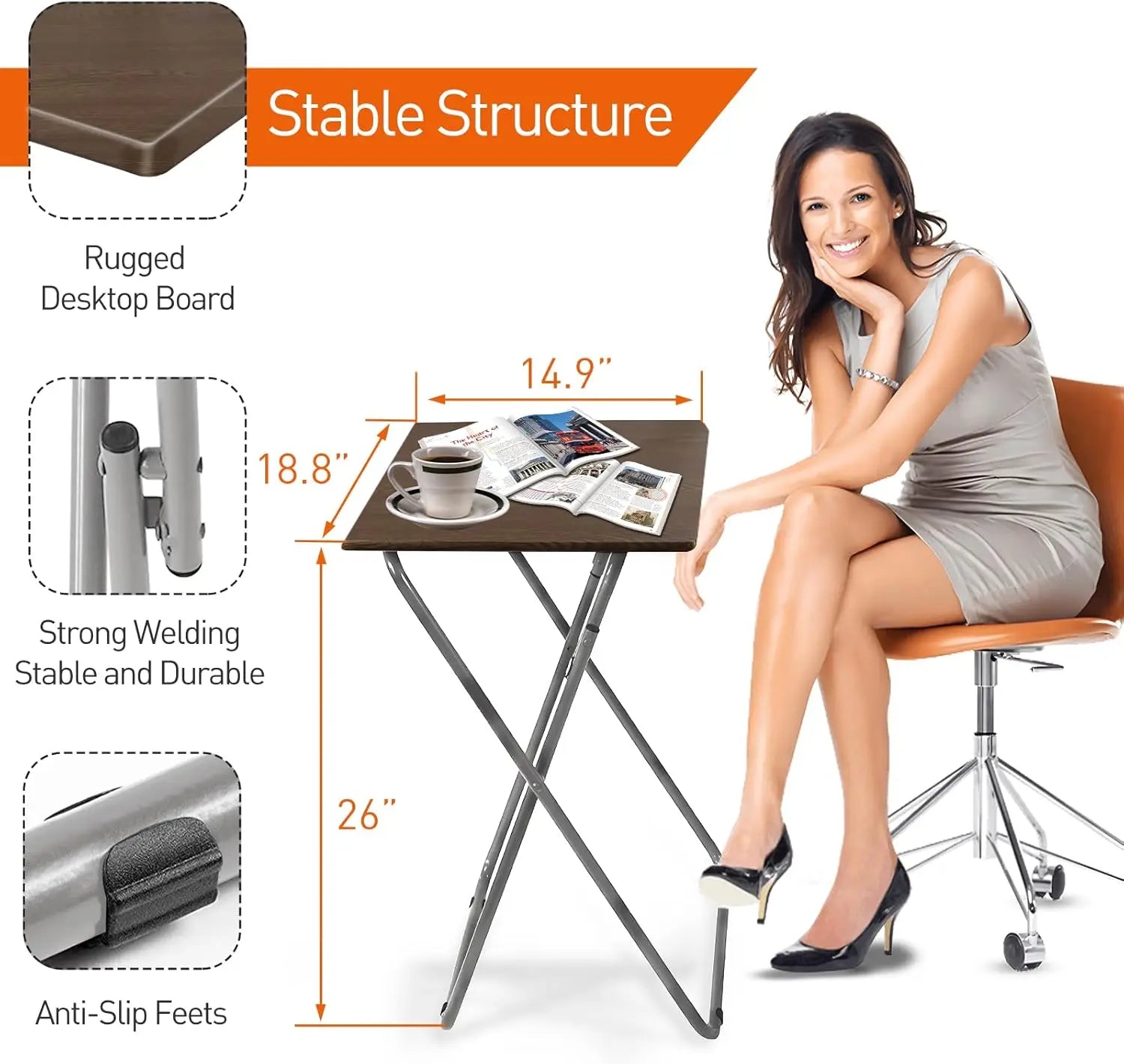 Walnut Portable Folding TV Tray Table