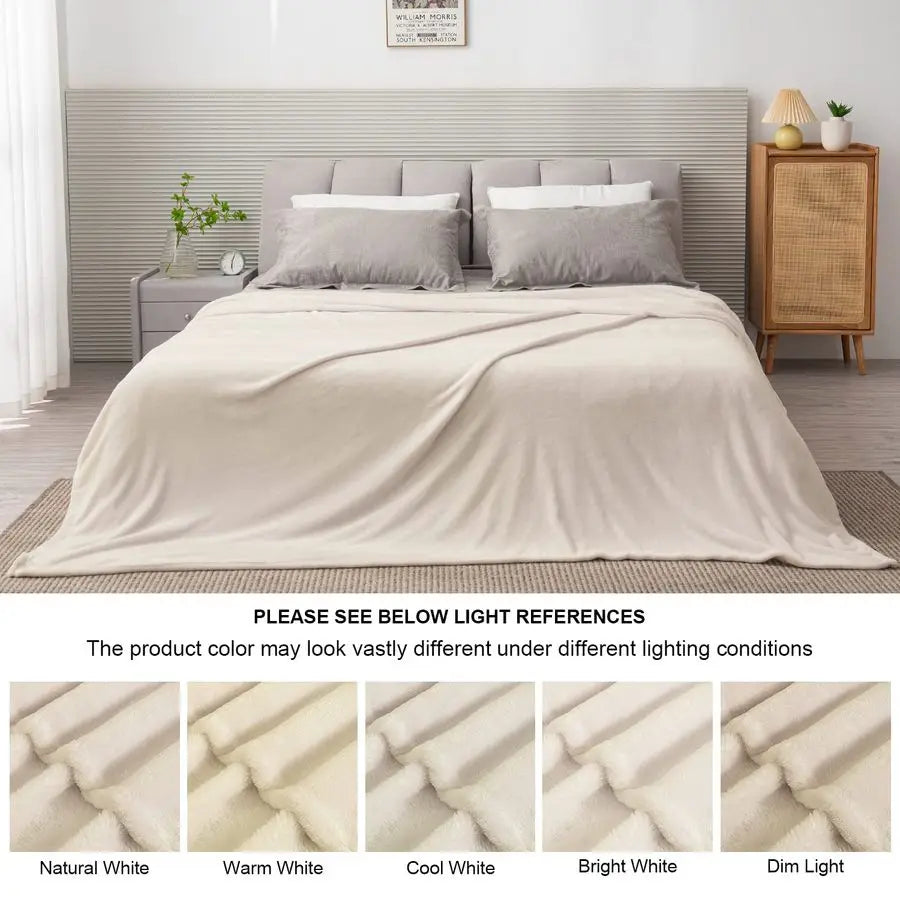 Fleece Throw Blanket -King Size White