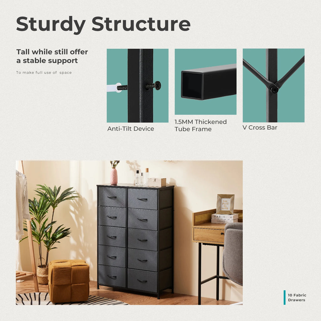 Storage Display Cabinet w/10 Fabric Drawers