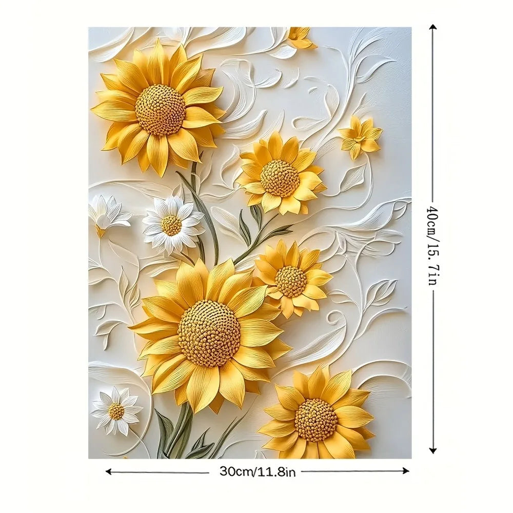 3D Relief Sunflower Framed Canvas Art