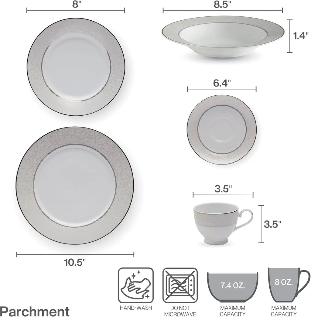 Contemporary Porcelain Dinnerware Set for 8