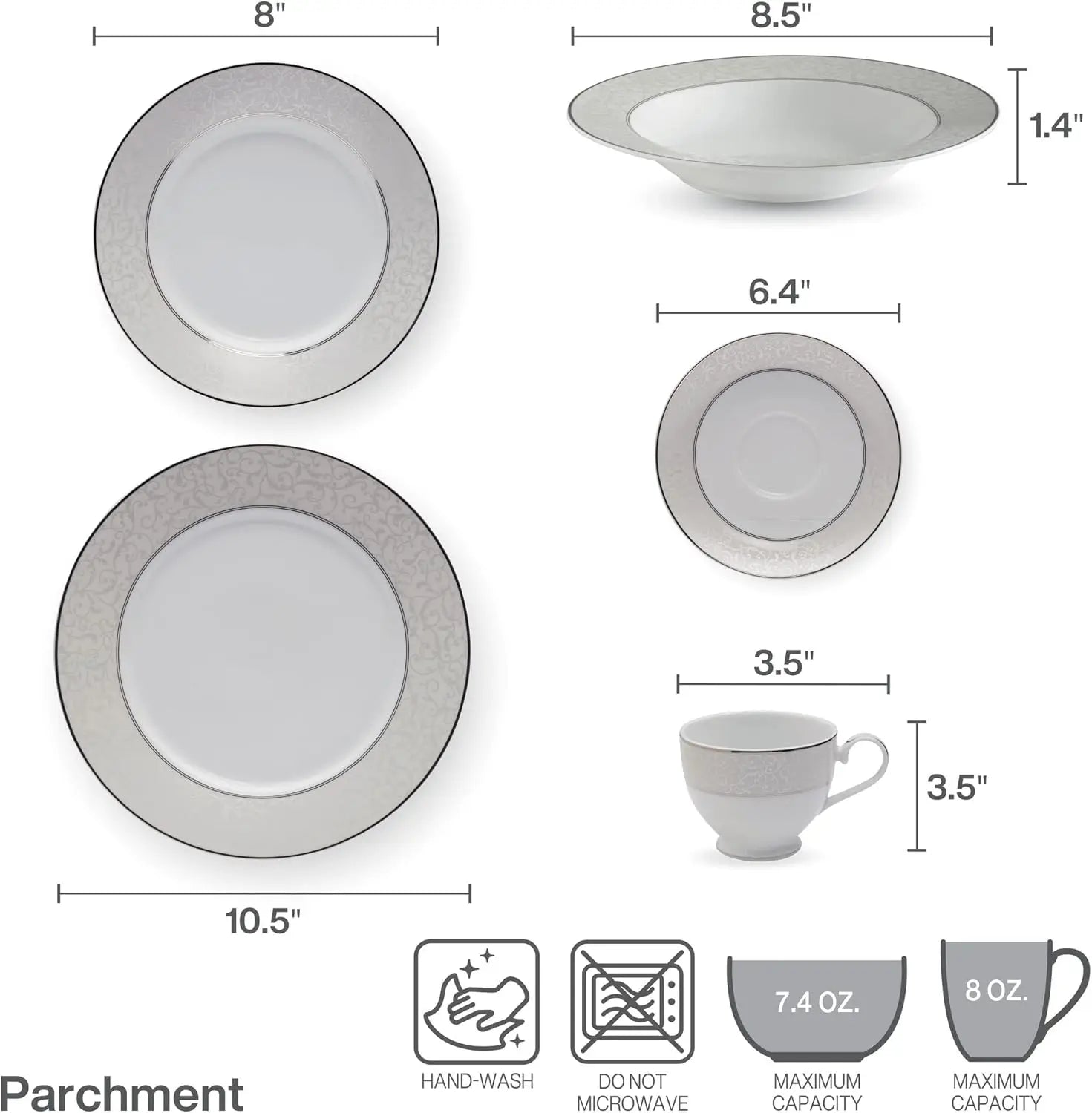 Contemporary Porcelain Dinnerware Set for 8