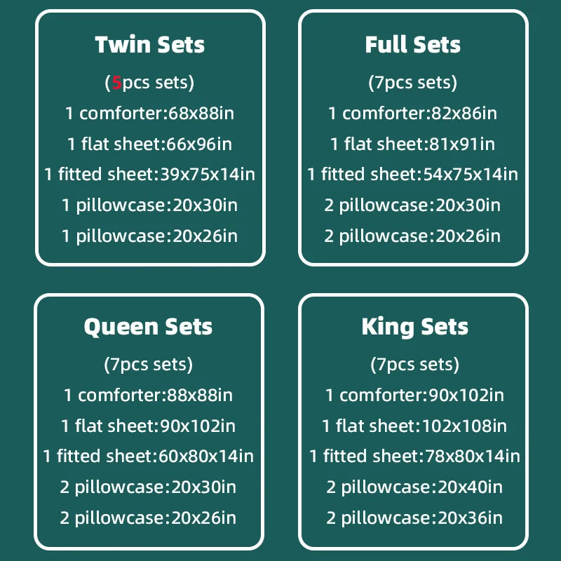Sleeping Sets 5pcs/7pcs Bedding Sets with Comforter