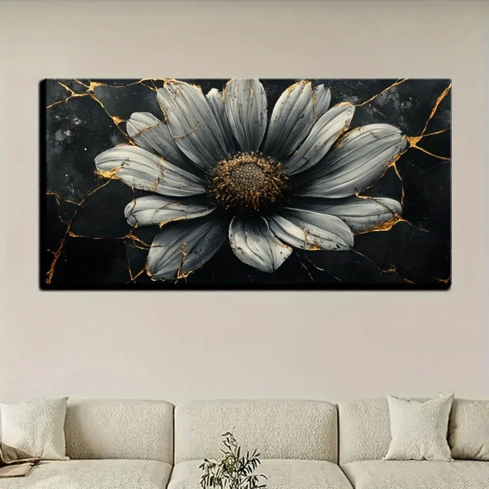 Gold & White Abstract Plant Wall Art