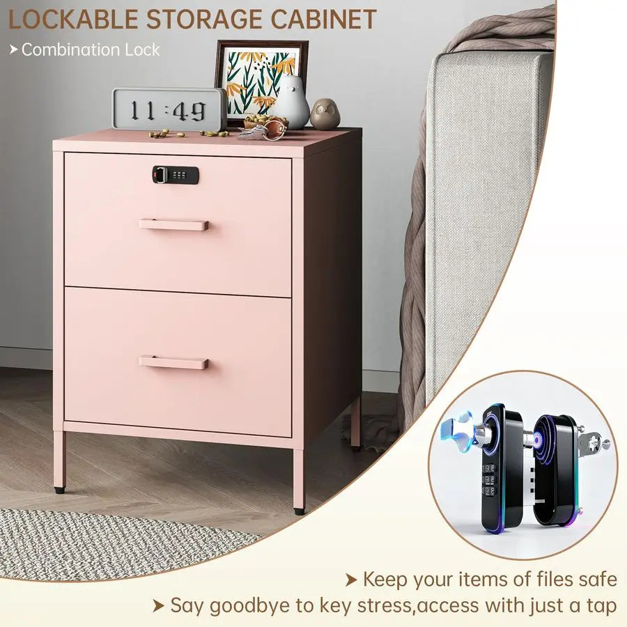 Metal Side Table/ Lockable Storage Cabinet