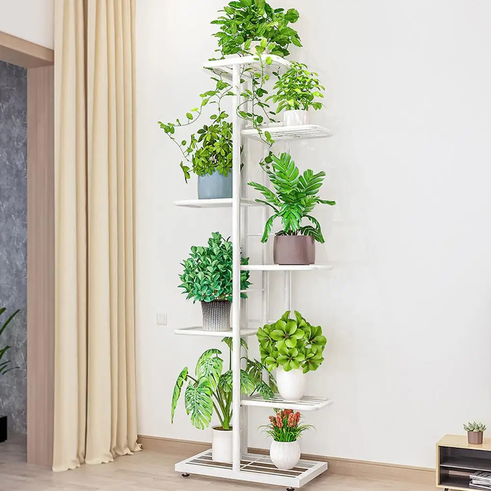 Grey 7-Tier Metal Plant Stand