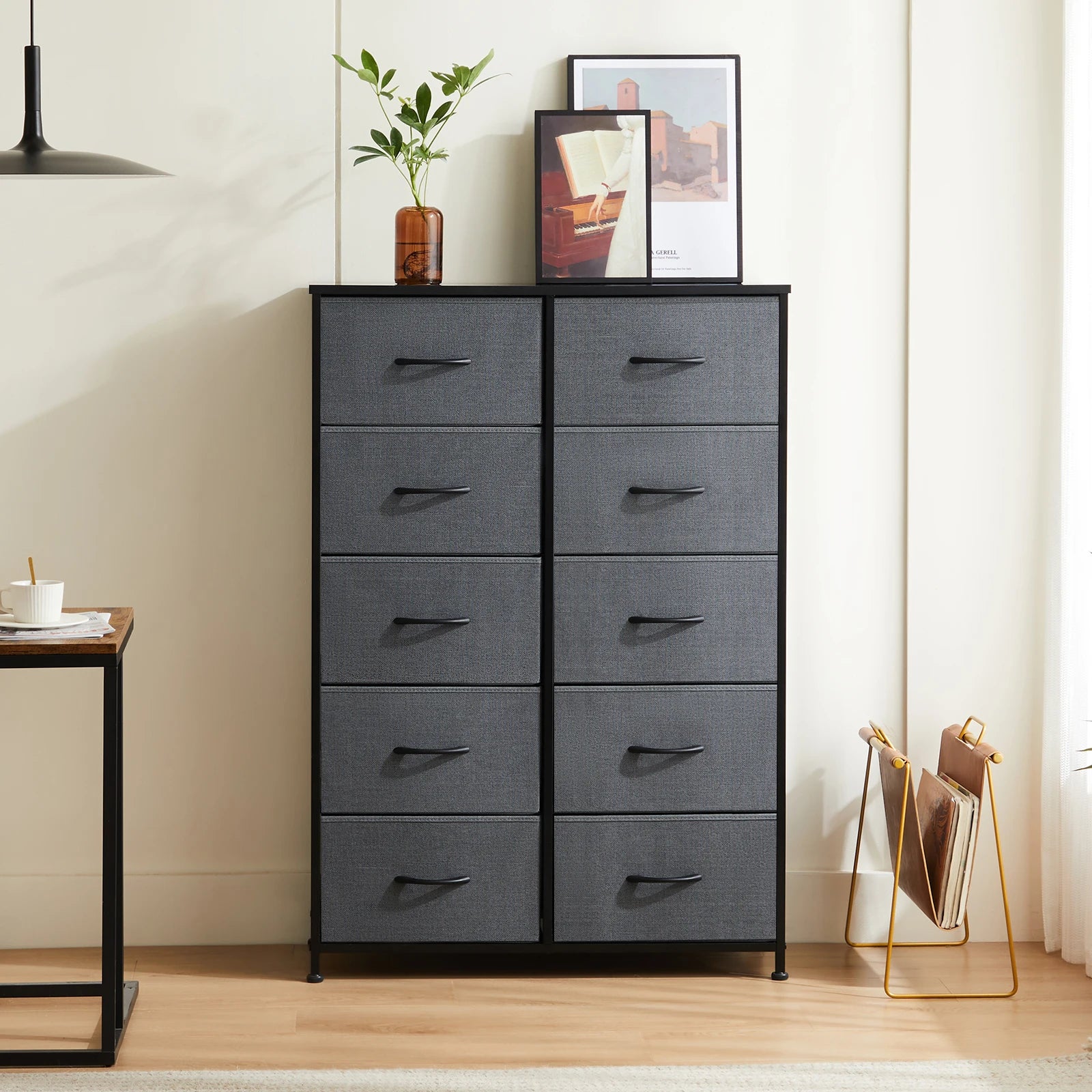 Storage Display Cabinet w/10 Fabric Drawers