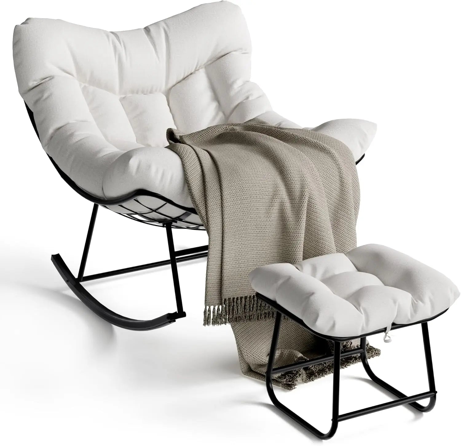 Oversized Papasan Rocking Chair & Footrest