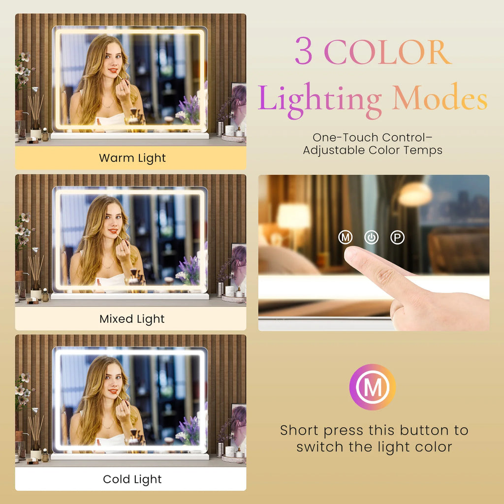 Dimmable LED Lighted Vanity Mirror Aluminum Frame