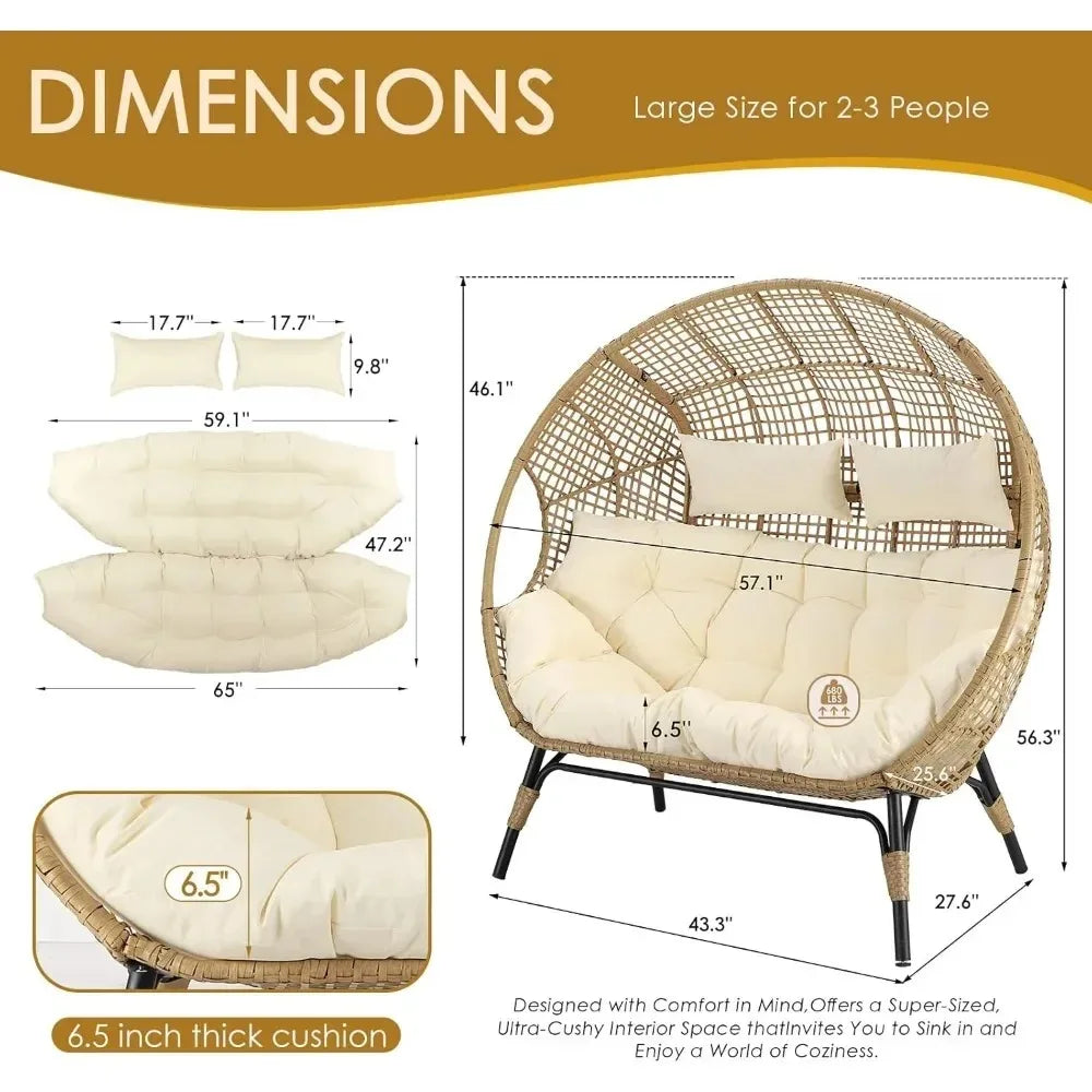 Double Egg  Beige Lounge Chair