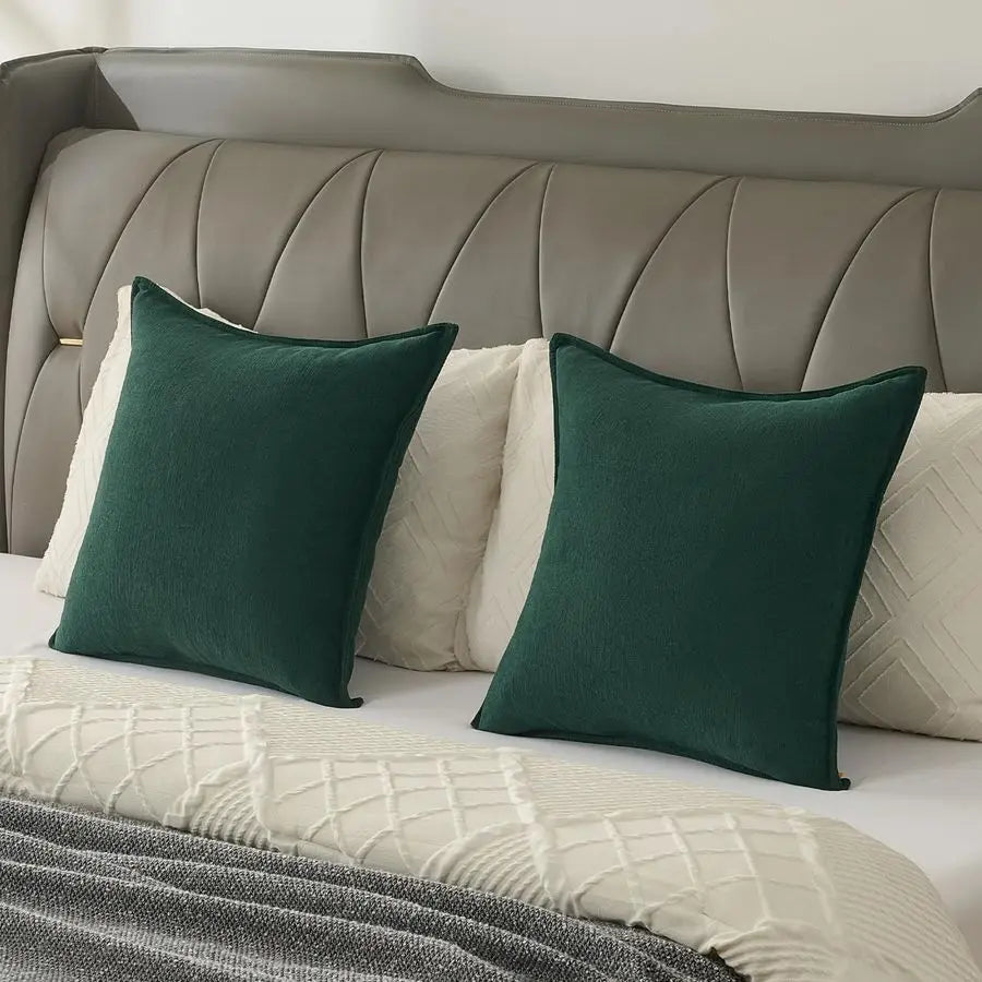 Chenille Throw Pillow Covers Set of 2 22x22 Inch