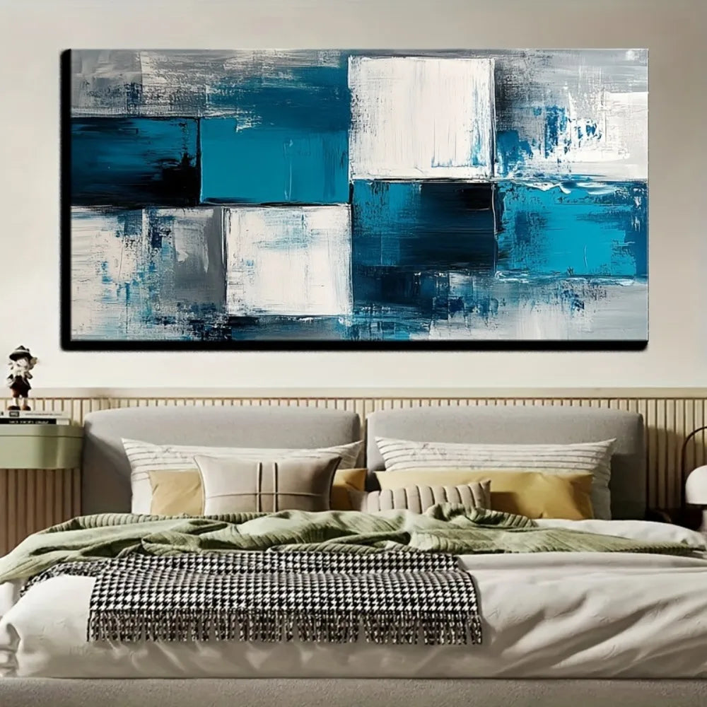 Blue & White Abstract  Wall Art