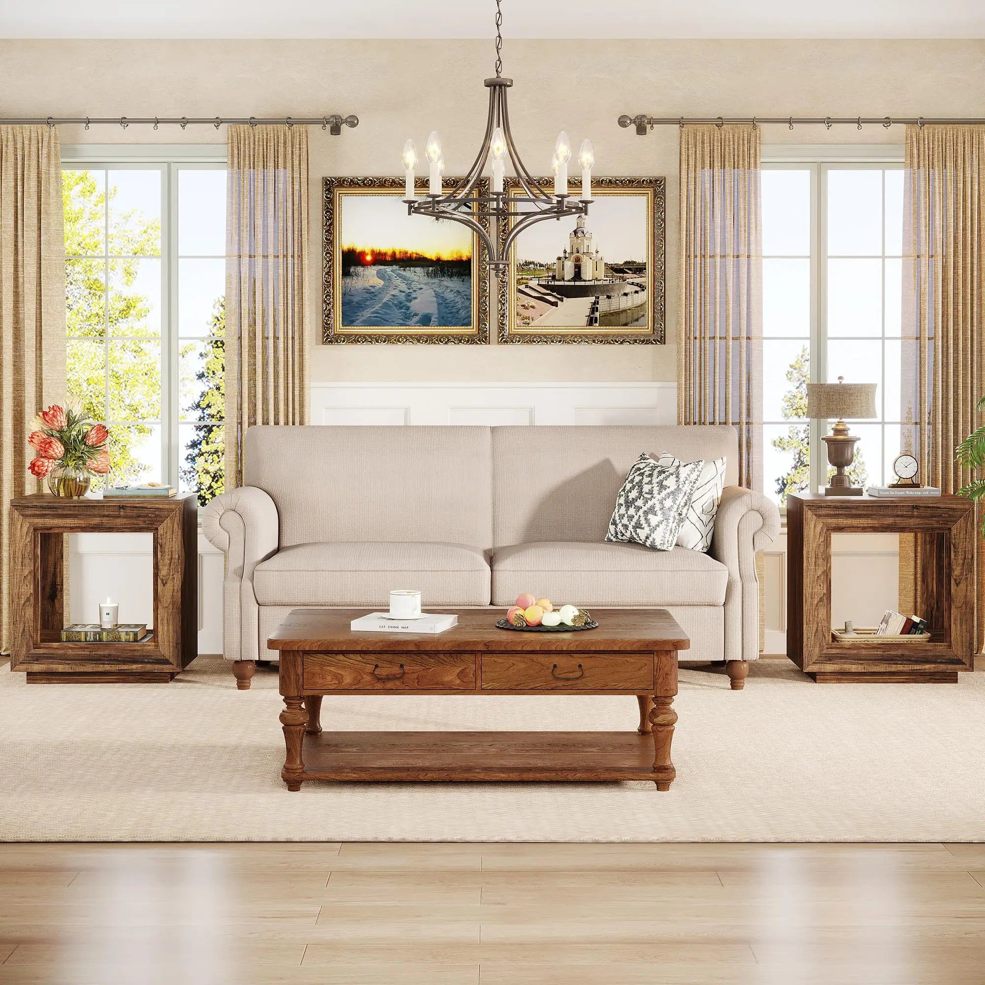 2 Tiered Side Table w/Storage Shelf