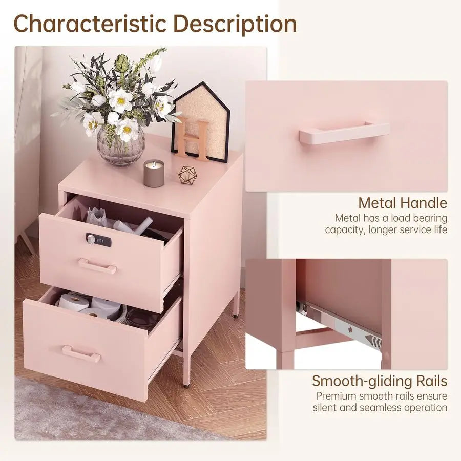 Metal Side Table/ Lockable Storage Cabinet