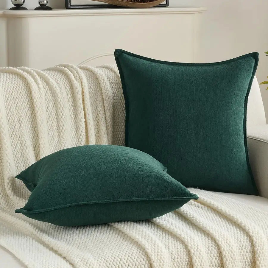Chenille Throw Pillow Covers Set of 2 22x22 Inch