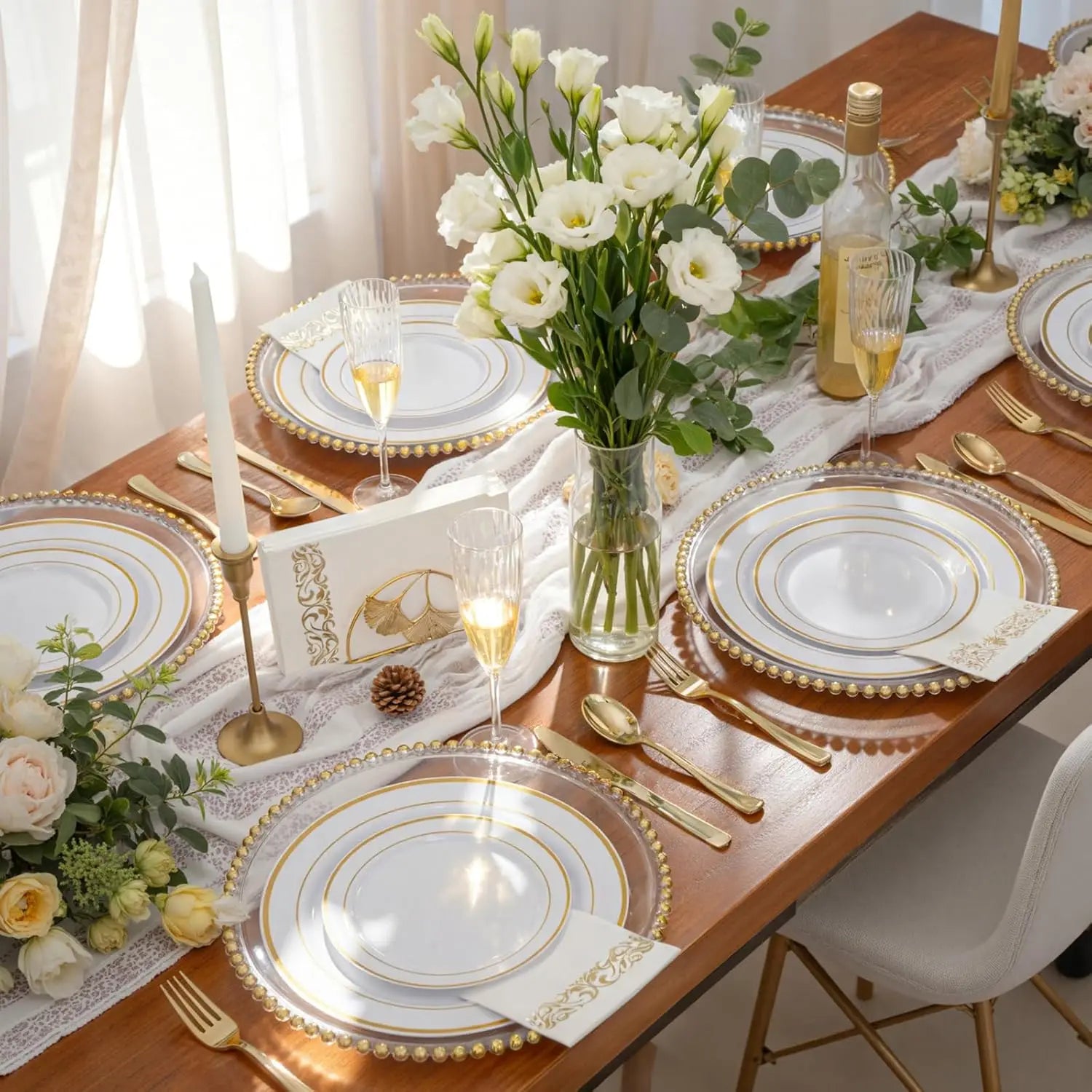 Disposable Gold Plastic Silverware -300 pcs
