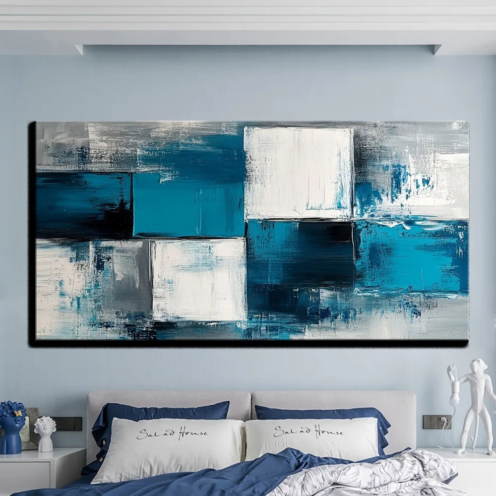Blue & White Abstract  Wall Art
