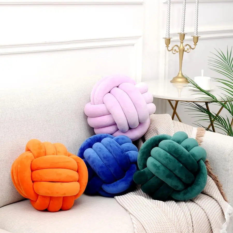 Round Ball Knot Throw Pillow White 13inch