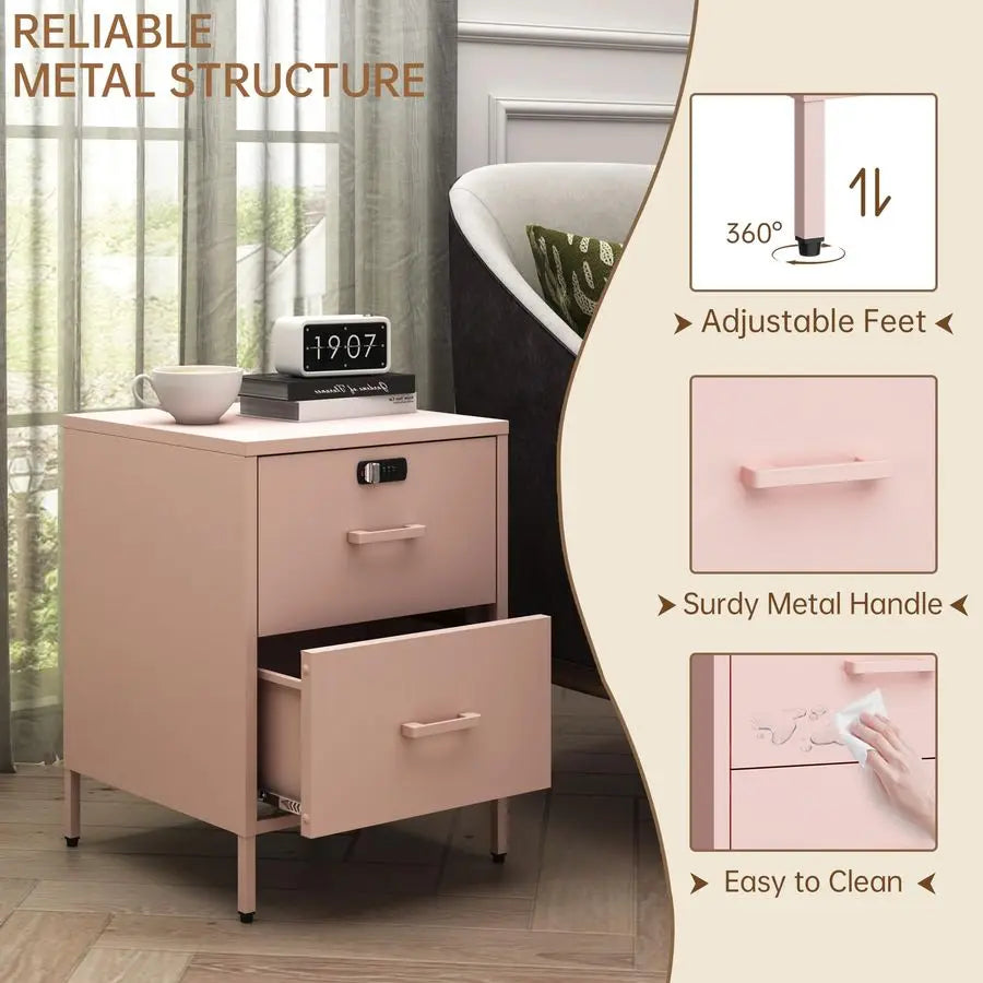 Metal Side Table/ Lockable Storage Cabinet