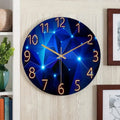 Blue Wall Round Glass Clock -Battery Operated