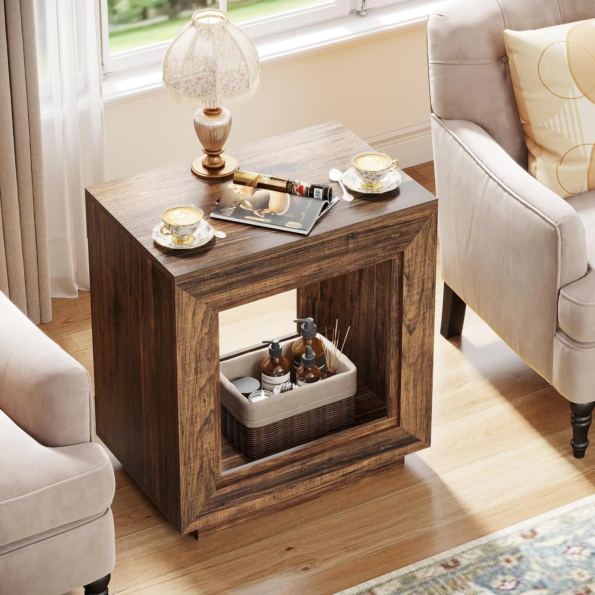 2 Tiered Side Table w/Storage Shelf